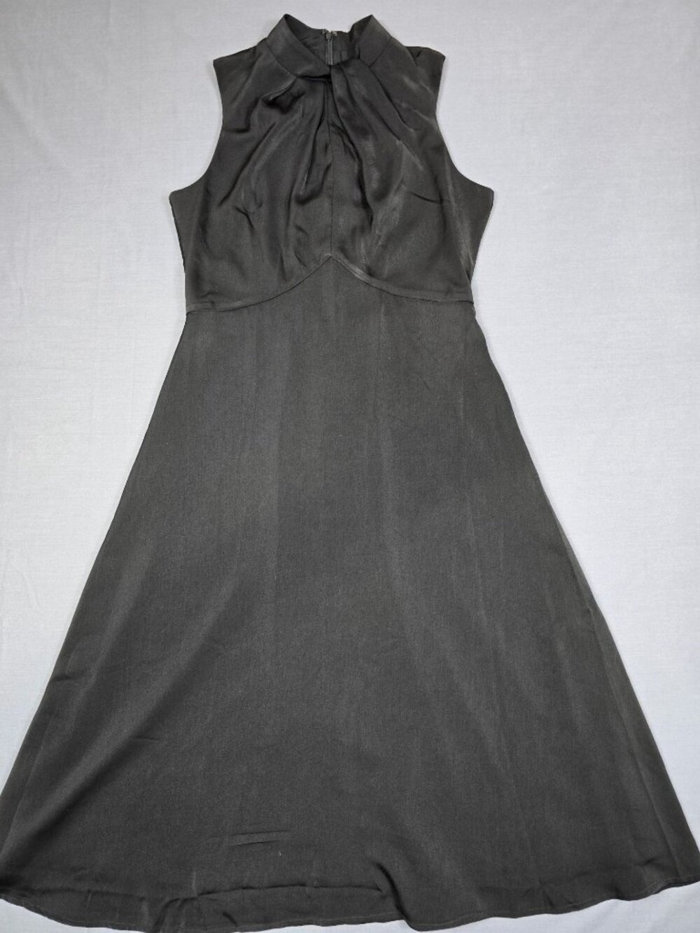 Banana Republic Black Satin Sleeveless A-Line Dress Size 8 Empire Waist NEW